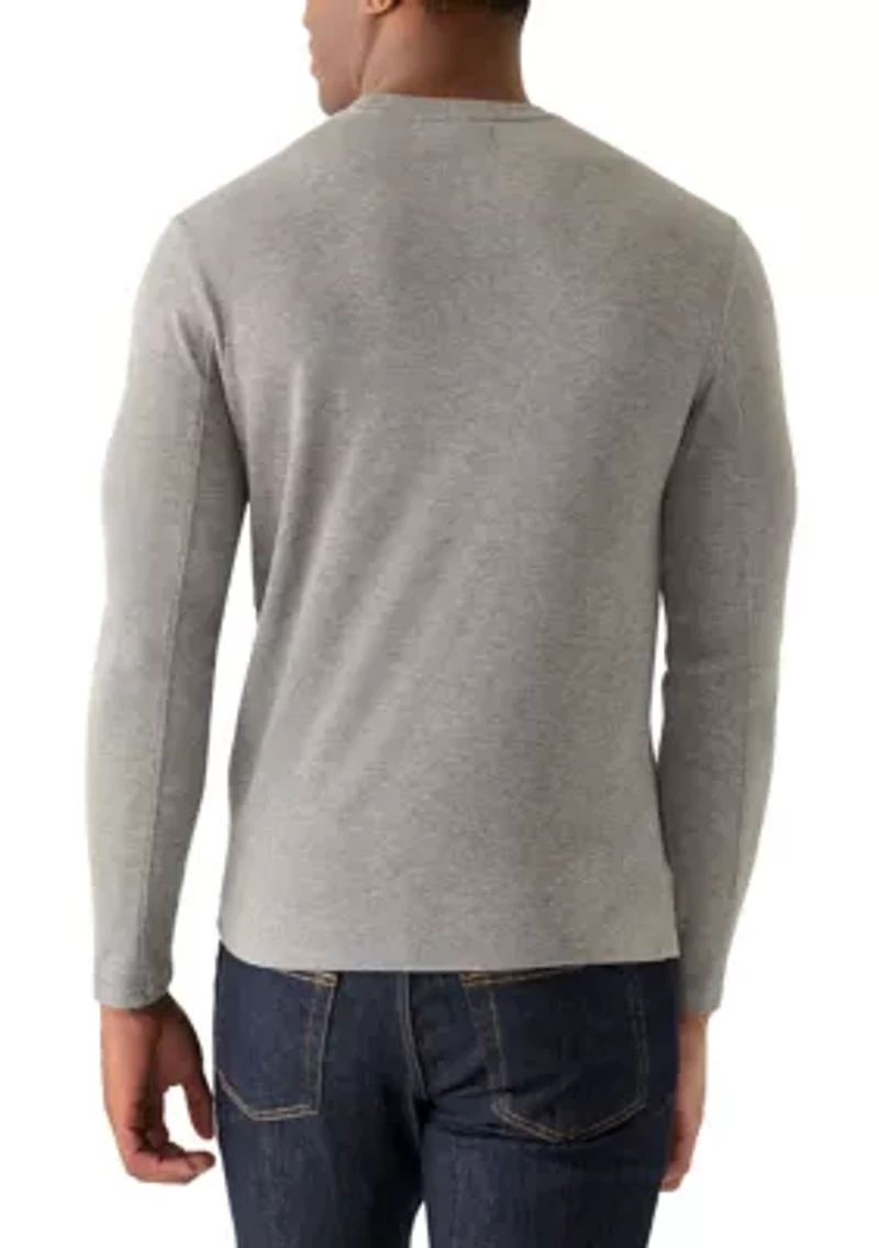 Men's Long Sleeve Ribbed Knit T-Shirt with Pocket