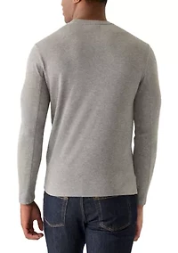 Men's Long Sleeve Ribbed Knit T-Shirt with Pocket