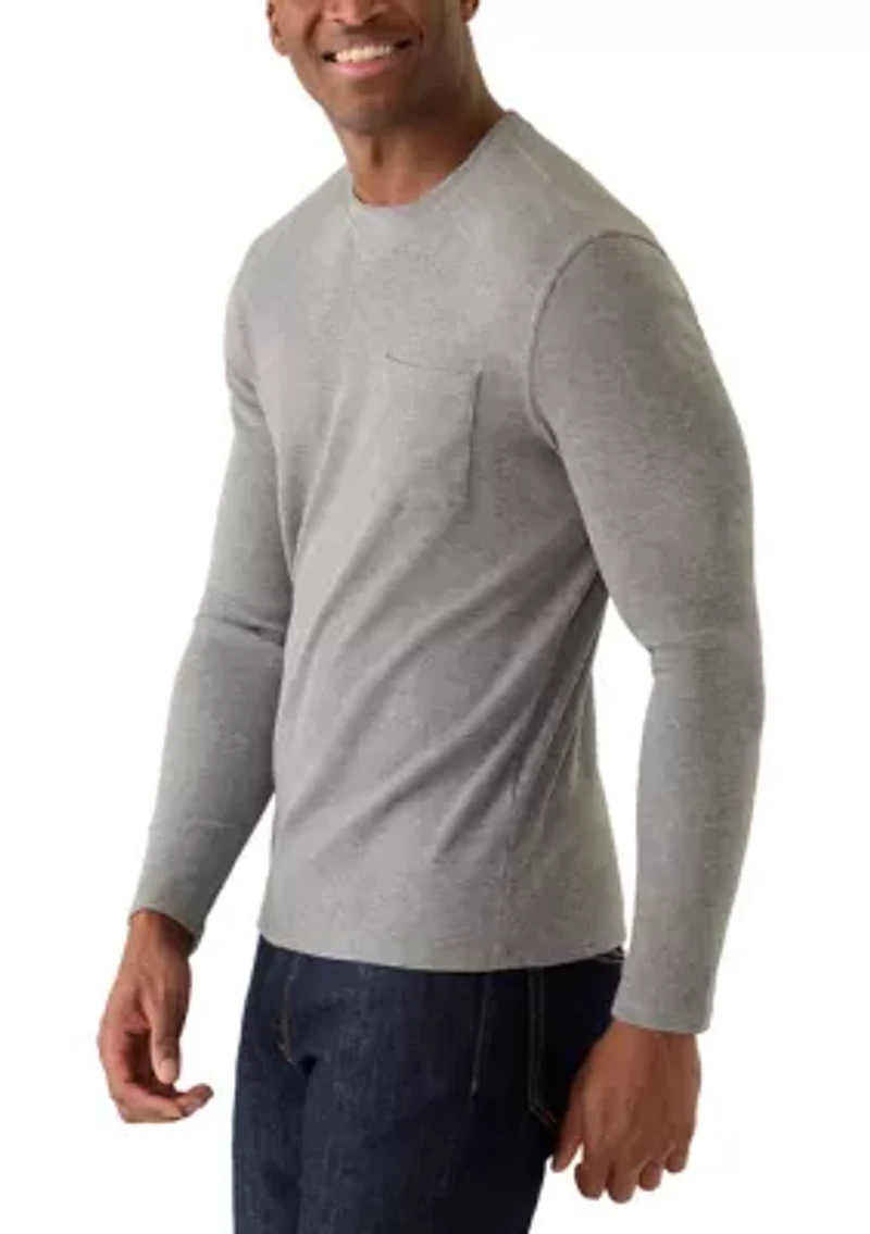 Men's Long Sleeve Ribbed Knit T-Shirt with Pocket
