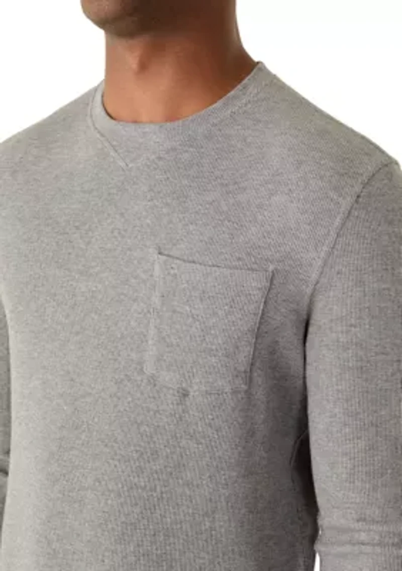 Men's Long Sleeve Ribbed Knit T-Shirt with Pocket