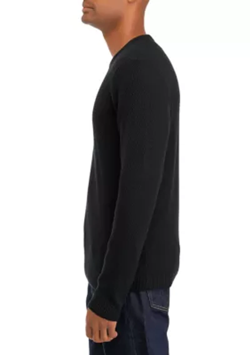 Men's Textured Popcorn Crew Neck Sweater