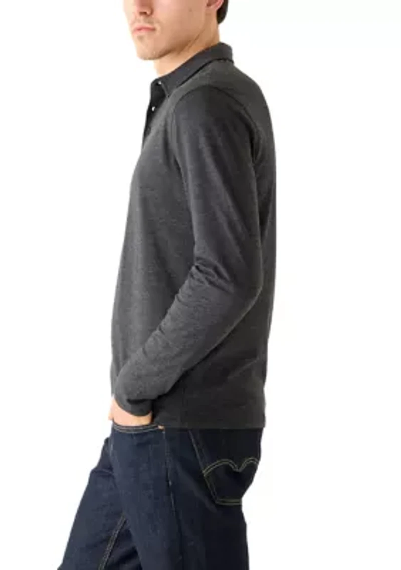 Men's Long Sleeve Button Down Collar Polo Shirt