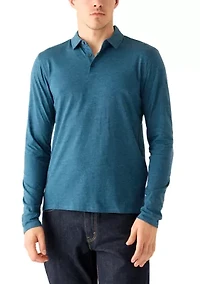 Men's Long Sleeve Button-Down Collar Polo Shirt