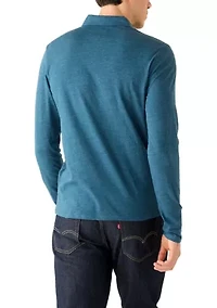 Men's Long Sleeve Button-Down Collar Polo Shirt