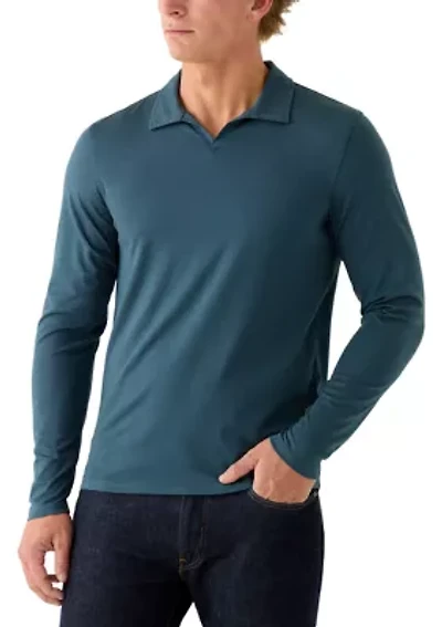 Men's Blue Long Sleeve Polo
