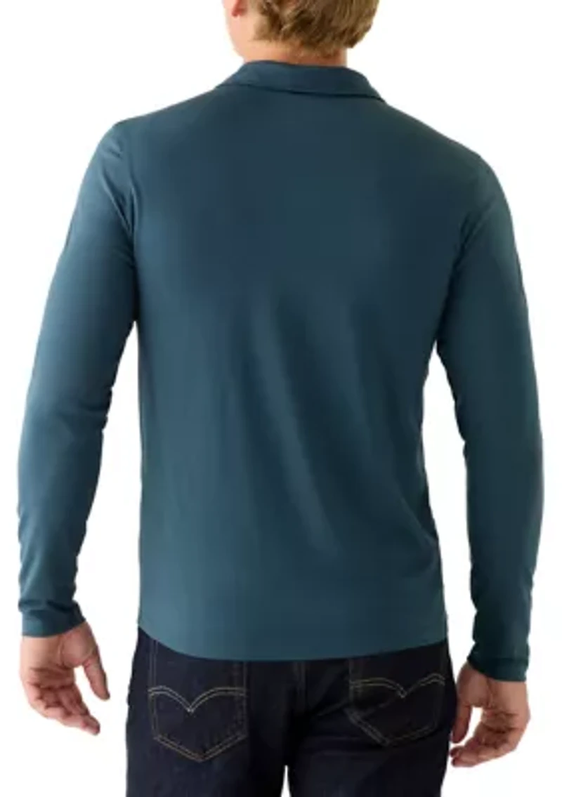 Men's Blue Long Sleeve Polo
