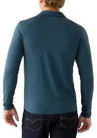 Men's Blue Long Sleeve Polo
