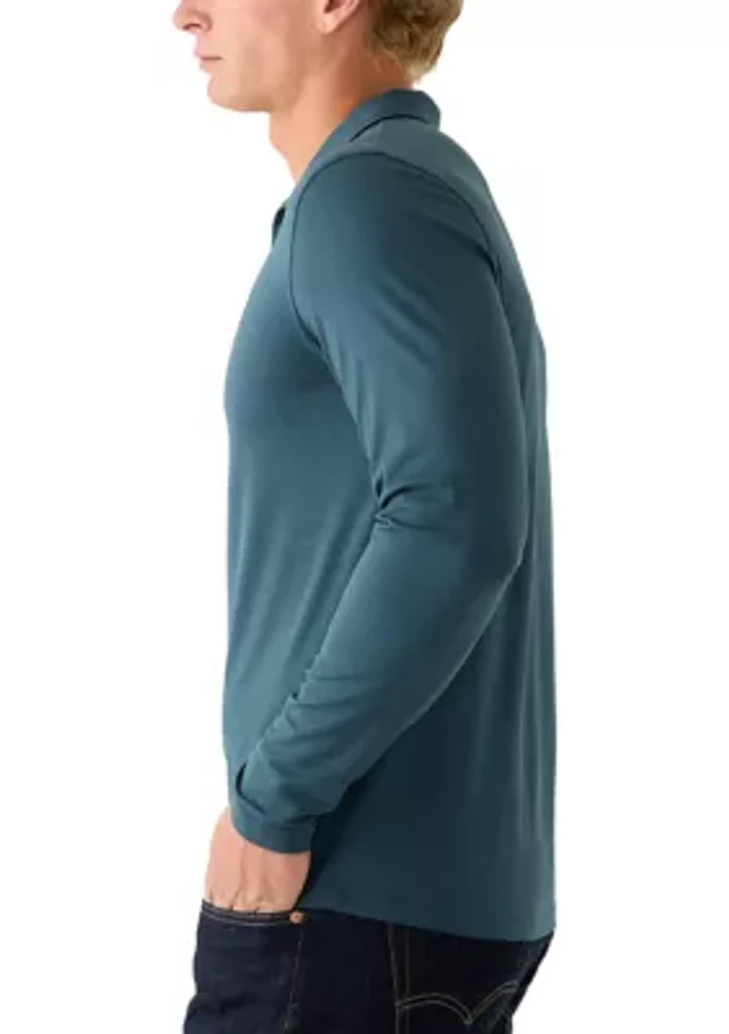 Men's Blue Long Sleeve Polo