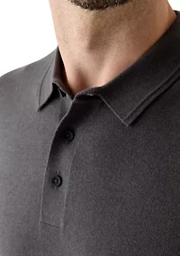 Men's Long Sleeve Polo Shirt with Piped Collar
