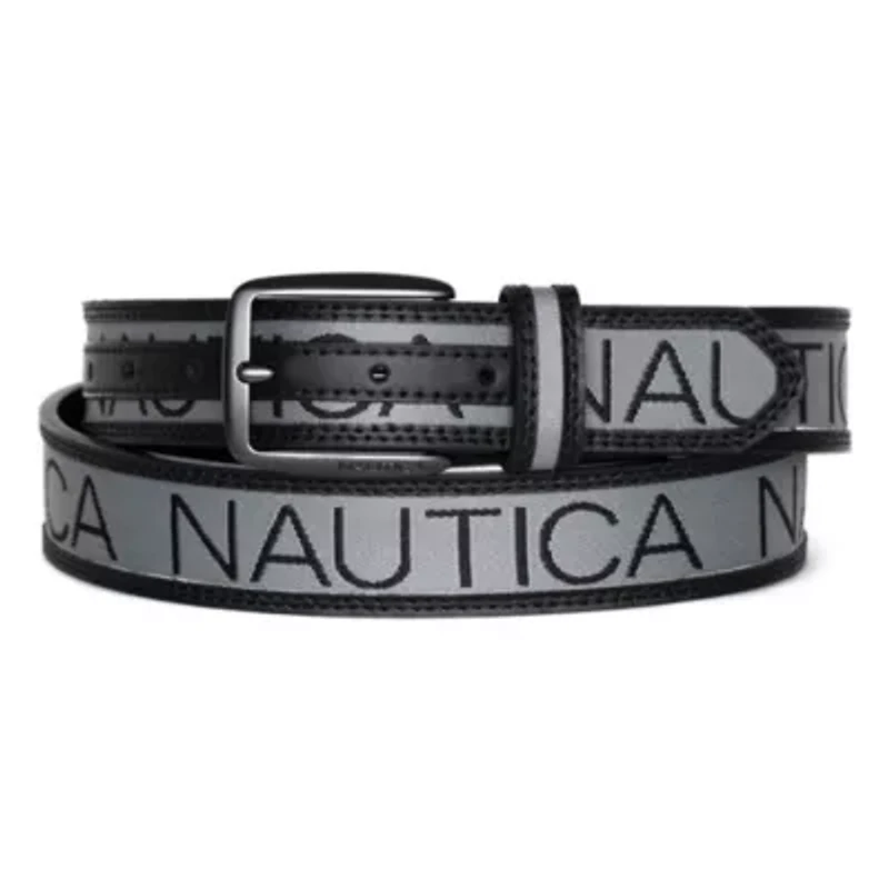 Signature Logo Ribbon with Leather Trim Belt