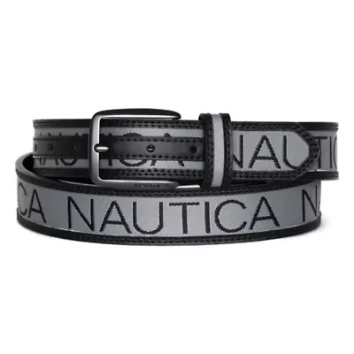 Signature Logo Ribbon with Leather Trim Belt