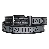Signature Logo Ribbon with Leather Trim Belt