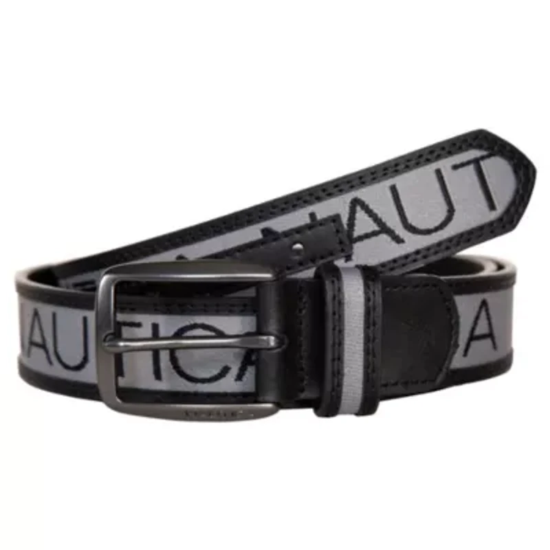 Signature Logo Ribbon with Leather Trim Belt