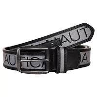Signature Logo Ribbon with Leather Trim Belt