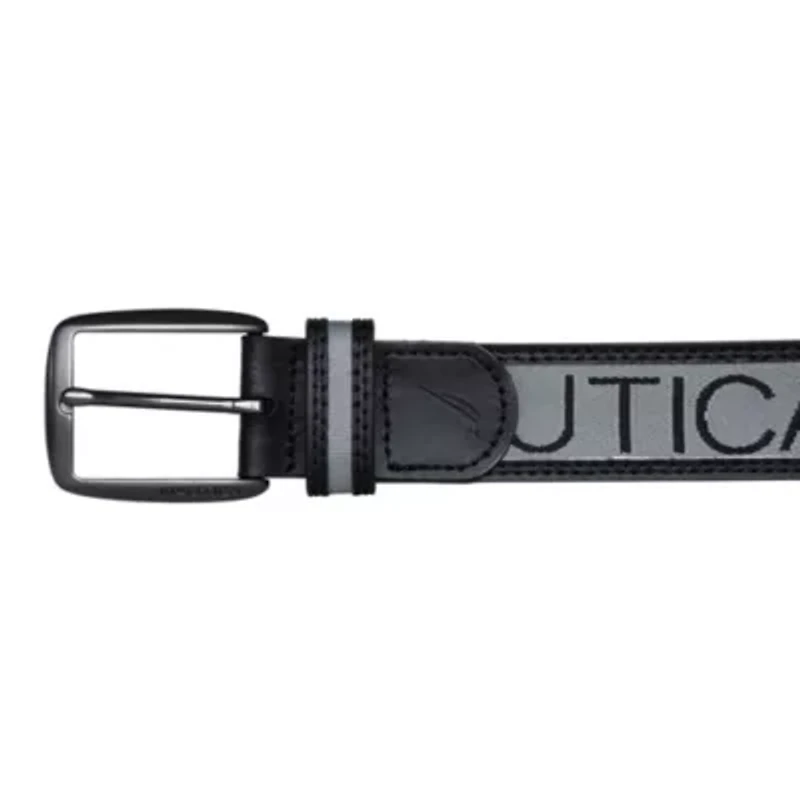 Signature Logo Ribbon with Leather Trim Belt