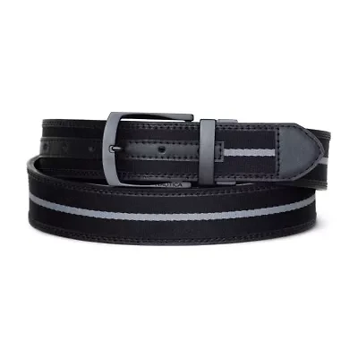 Signature Logo Stripe Ribbon Reverses to Leather Belt