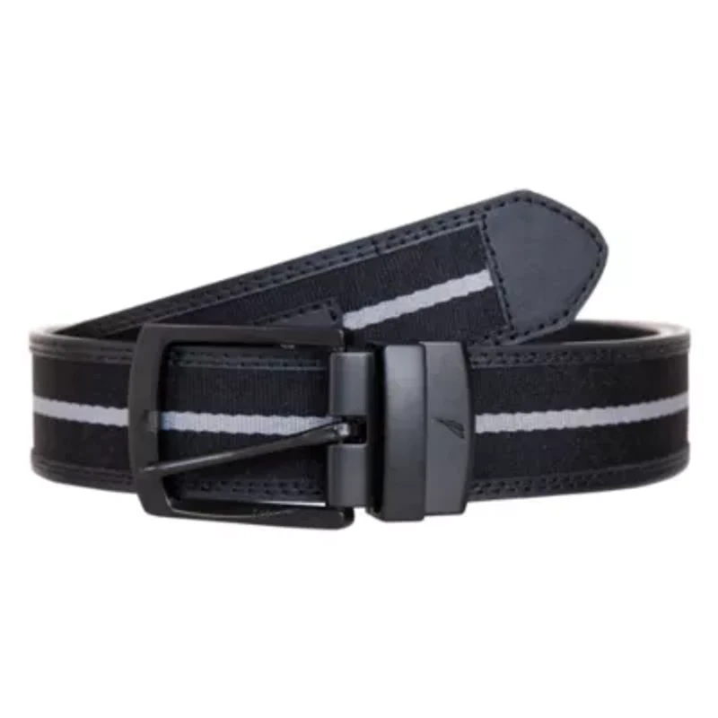Signature Logo Stripe Ribbon Reverses to Leather Belt