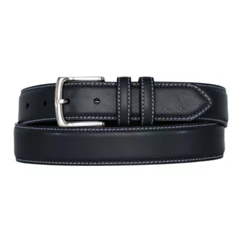 Logo Inlay Ornament Double Keeper Leather Belt