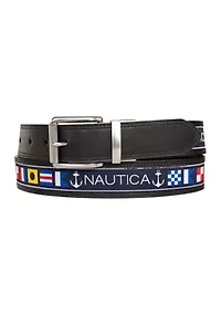 Reversible Belt w/ Flag Pattern