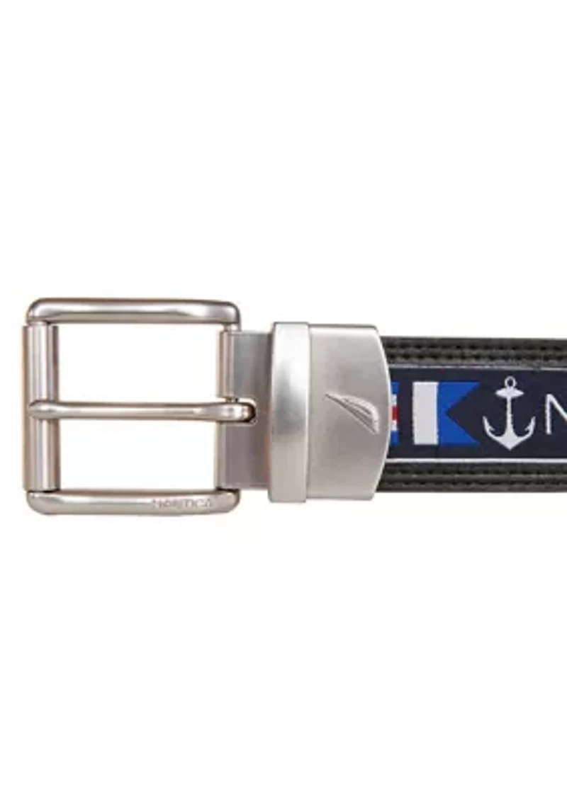 Reversible Belt w/ Flag Pattern