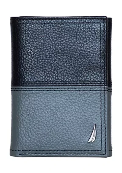 Pebble Two-Tone Leather Trifold Wallet