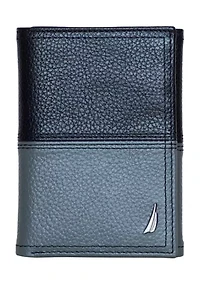 Pebble Two-Tone Leather Trifold Wallet