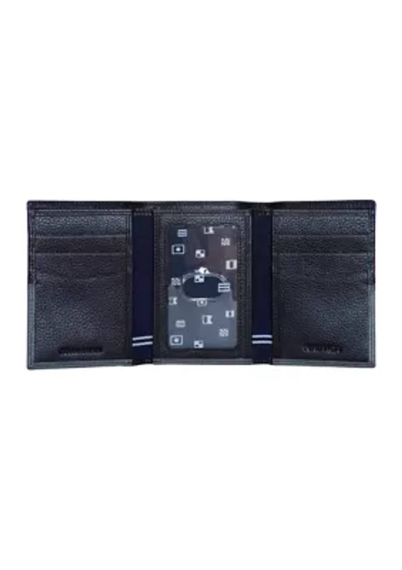 Pebble Two-Tone Leather Trifold Wallet