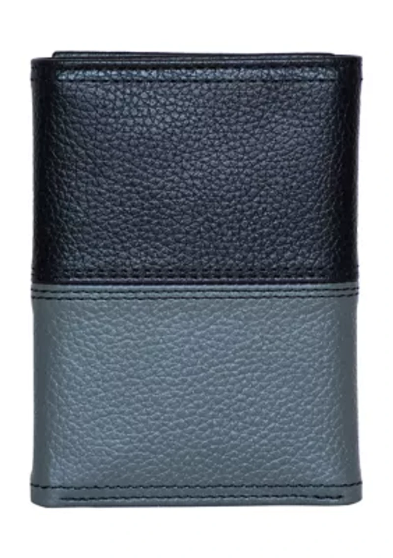 Pebble Two-Tone Leather Trifold Wallet