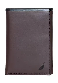 Pop Color Leather Trifold Wallet