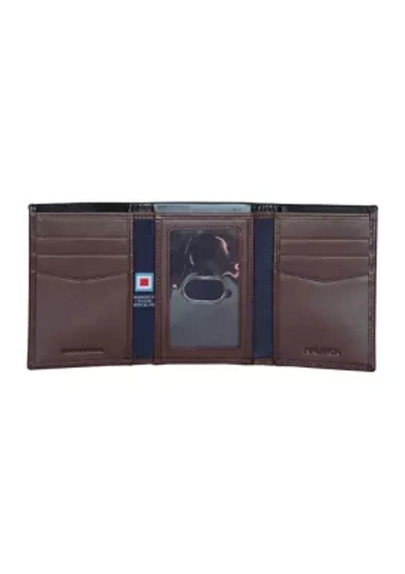 Pop Color Leather Trifold Wallet