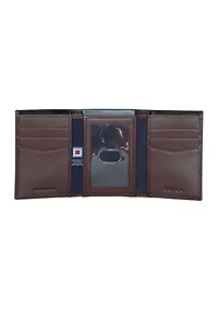 Pop Color Leather Trifold Wallet
