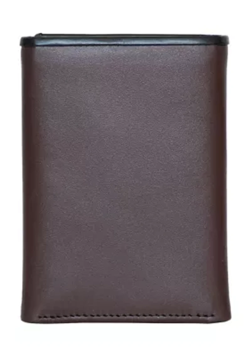 Pop Color Leather Trifold Wallet