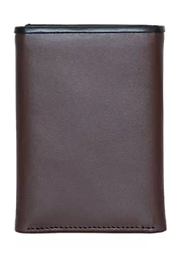 Pop Color Leather Trifold Wallet