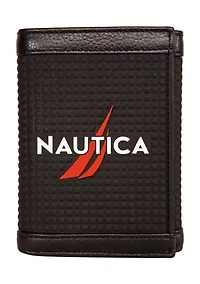 Logo Rubber/Leather Trifold Wallet