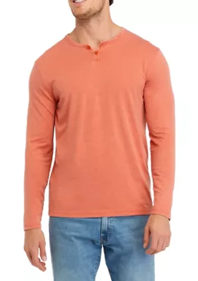 Long Sleeve Burnout Henley Shirt
