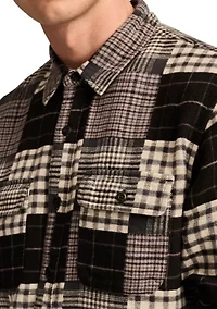 Jacquard Double Weave Patchwork Long Sleeve Shirt