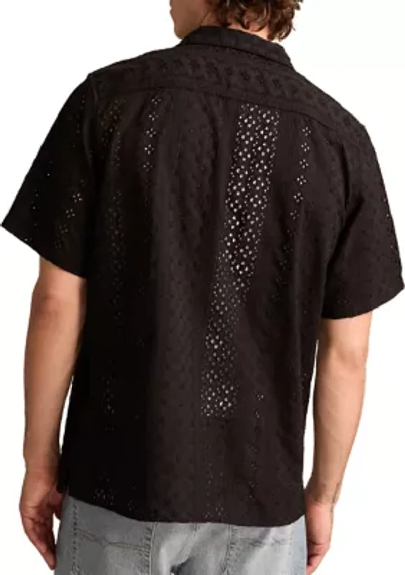 Short Sleeve Eyelet Camp Collar Shirt