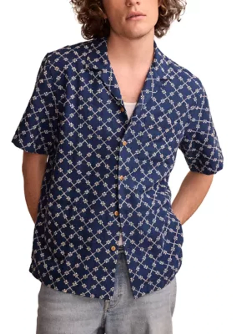 Short Sleeve Eyelet Camp Collar Shirt