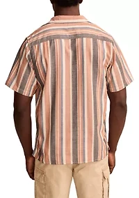 Striped Short Sleeve Camp Collar Shirt