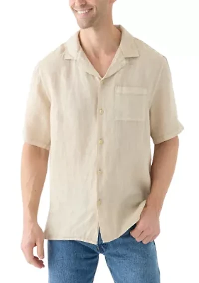 Men's Short Sleeve Linen Camp Collar Shirt