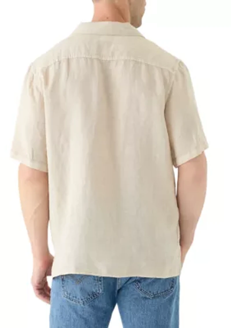 Men's Short Sleeve Linen Camp Collar Shirt