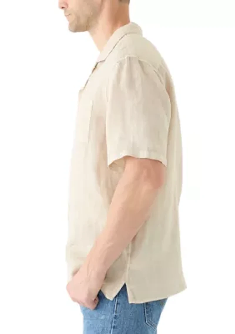 Men's Short Sleeve Linen Camp Collar Shirt