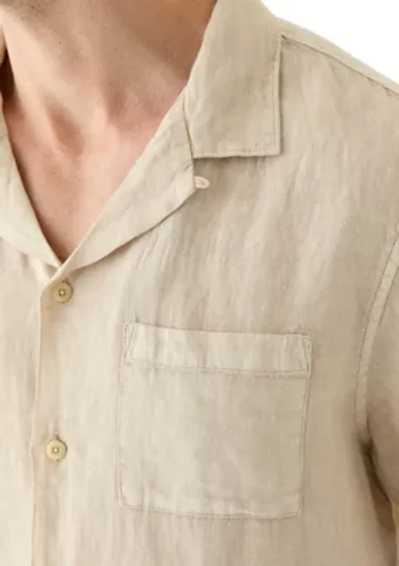 Men's Short Sleeve Linen Camp Collar Shirt