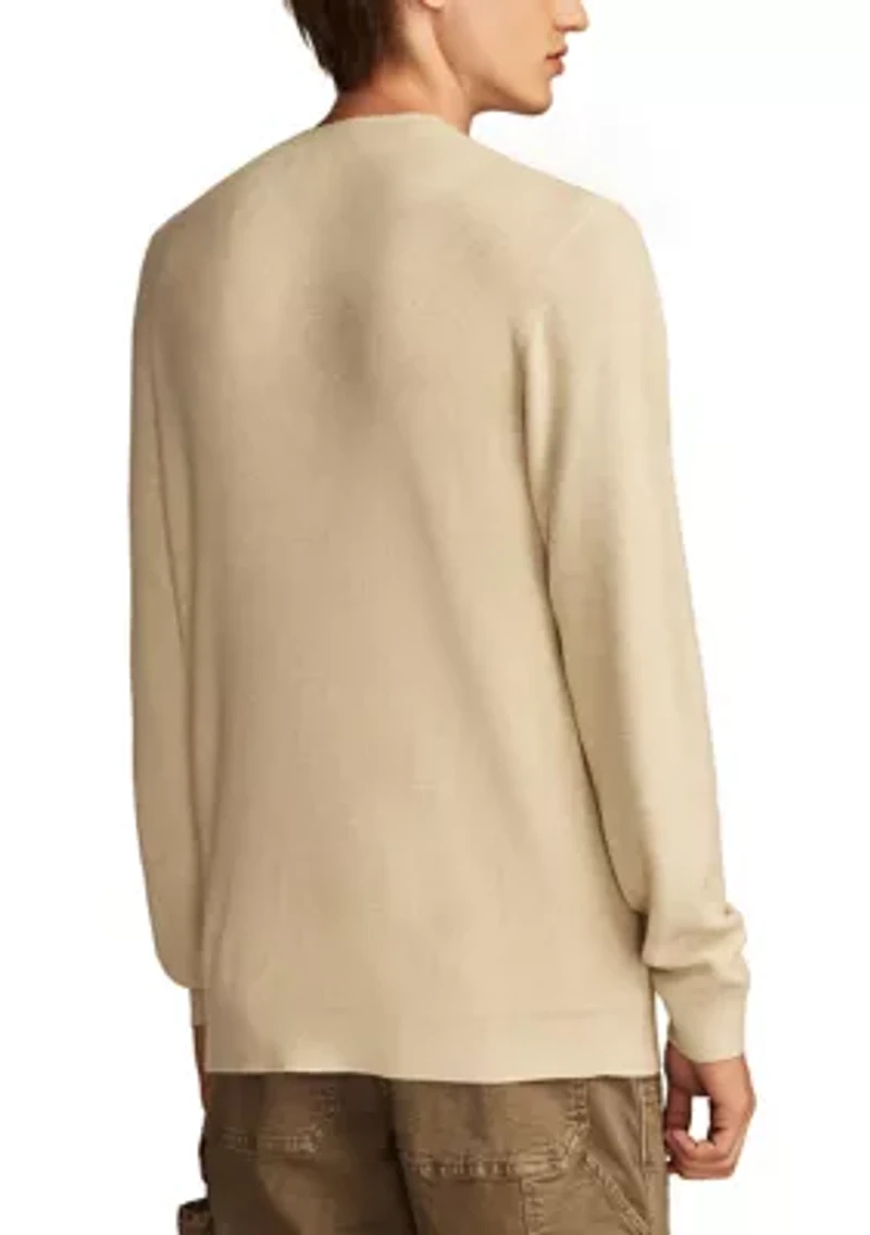 Shaker Rib Long Sleeve Henley Neck Sweater
