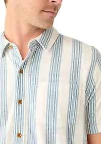 Linen Short Sleeve Ombre Stripe Shirt