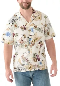 Printed Camp Collar Short Sleeve Shirt