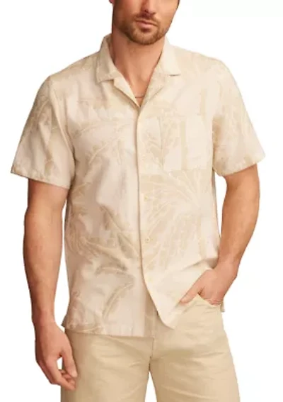 Palm Print Camp Collar Short Sleeve Shirt