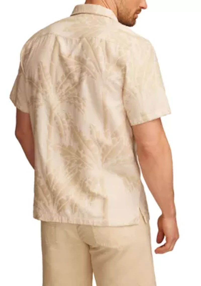 Palm Print Camp Collar Short Sleeve Shirt