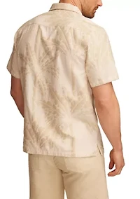 Palm Print Camp Collar Short Sleeve Shirt