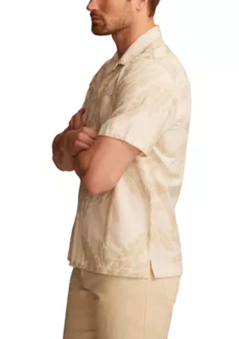 Palm Print Camp Collar Short Sleeve Shirt